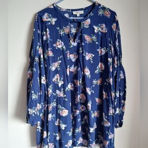 Umgee Blue Floral Tunic or Dress  Size XL